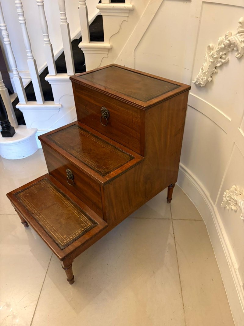 Antique George III Mahogany Library Steps - Image 4